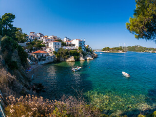 View of Paralia plakes on Skiathos island. 