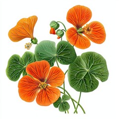 Obraz premium Vividly Rendered Nasturtium Flower in 3D