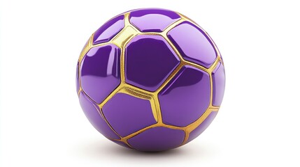 Fototapeta premium A vibrant purple egg with a golden geometric pattern isolated on a white background