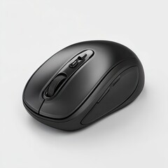 A black wireless computer mouse