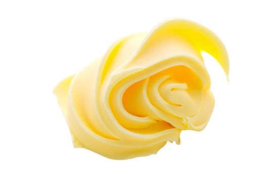 Close up of a delicate yellow flower petal unfurling isolated on transparent background