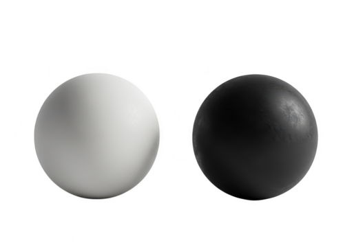 White and black spheres isolated on transparent background