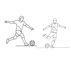 Dynamic Continuous Line Art Depicting Soccer Players in Action Illustrating the Essence and Fluidity of the Beautiful Game © Al Hasan