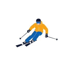 Fototapeta premium Dynamic skiing action illustration with vibrant winter sports fashion