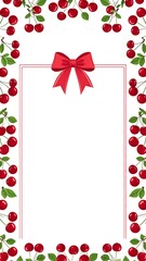 Cherry frame with red bow