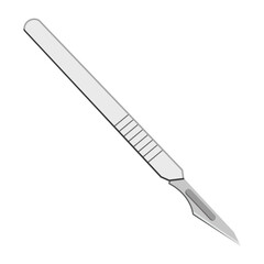 Scalpel illustration isolated on white background for medical and surgical concepts
