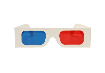 Pair of 3d glasses with blue and red lenses, isolated on transparent background