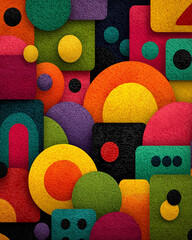 Colorful Memphis style social media template with 80s geometric patterns, playful vibrant design