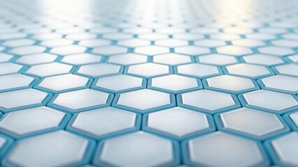 Obraz premium Icy blue and white hexagons on frosted silver — clean futuristic technology background 