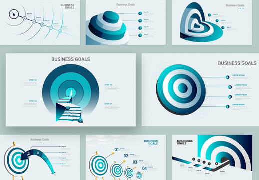 Modern Business Goals Infographics with Target and Success Path