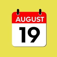 August 19 day Calendar Vector illustration 