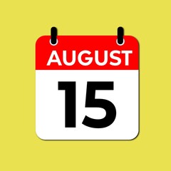 August 15 day Calendar Vector illustration 