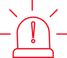 Siren icon , vector of emergency alarm and police light symbols in line style, warning signal alert beacon, flashing lamp, safety bundle isolated on transparent background.