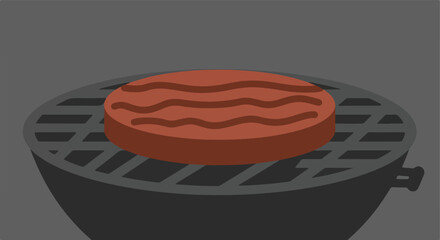 Burger cooking on the grill over charcoal for summer cookout advertisements