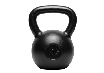 Fototapeta premium A black cast iron kettlebell for fitness and strength training isolated on transparent background