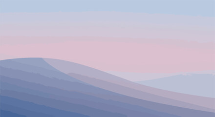 Fototapeta premium Minimalist Mountains in Blue and Pink Gradient Sky, great for a website backdrop