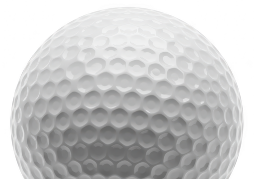 Closeup of a white golf ball with dimples, isolated on a transparent background, symbolizing sport and recreation - Powered by Adobe