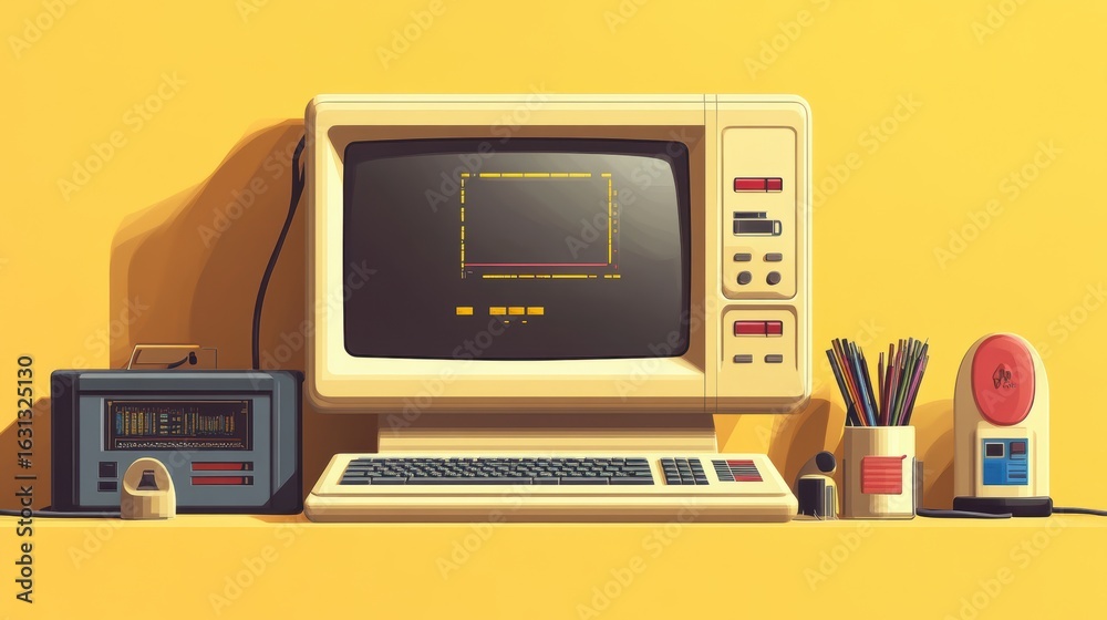 Wall mural retro old computer user interface,pink y2k computer window page and retro interface of pc screentren
