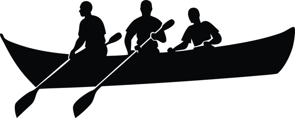 people on canoe silhouette vector