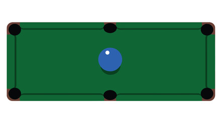 Billiard table with blue ball in focus for sport graphic design projects