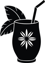 tropical tiki drink silhouette vector icon