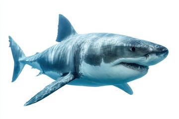 Fototapeta premium Majestic shark swimming gracefully in clear blue ocean waters showcasing its strength and predatory nature