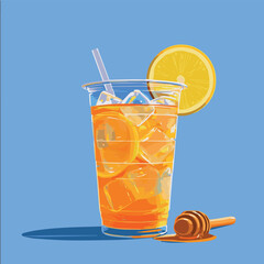 Illustration of ice Lemonade with Honey