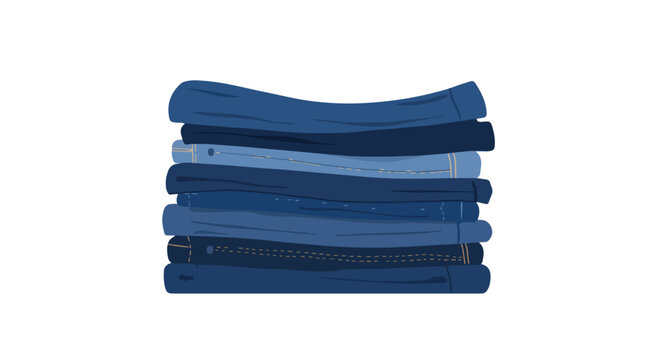 Stacked blue jeans in an isolated setting, for use in retail and ads