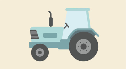 Simple farm tractor on beige backdrop. Design for agriculture and work concepts