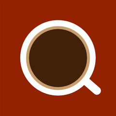 Coffee top view. Brown drink icon. Round cup vector. Hot beverage symbol. EPS 10.