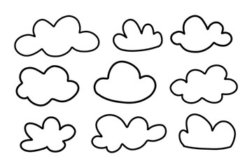 Hand draw doodle cloud set