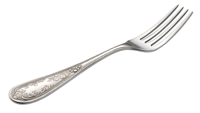silver fork isolated on transparent background 