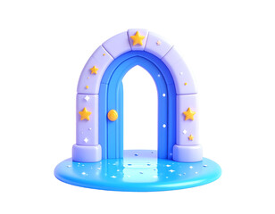 3D Render Starry Arch Door Illustration