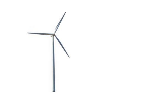 Modern wind turbine isolated on transparent background