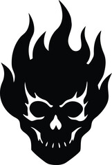 fire flaming skull isolated silhouette vector 