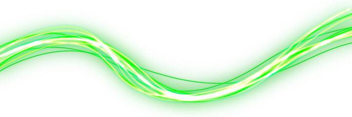 Shiny green Light Trail on Transparent Layer