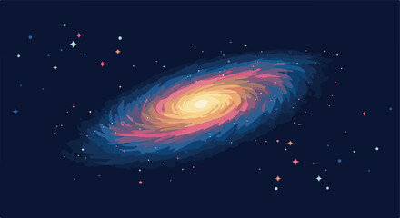 Obraz premium Cartoon galaxy spinning in outer space against a backdrop of colorful stars