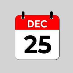 December 25 Day Calendar Vector illustration 