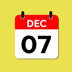 December 7 Day Calendar Vector illustration 
