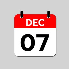 December 7 Day Calendar Vector illustration 