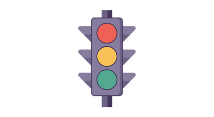 Isolated traffic light with red, yellow, and green lights. Use educational