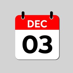 December 3 Day Calendar Vector illustration 