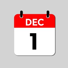 December 1 Day Calendar Vector illustration 