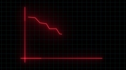 Market trend animation. Red line chart visualizing economic downturn and data loss. Technology line graph animation. Red financial chart showing decline and crisis. - Powered by Adobe