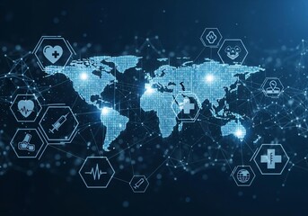Global healthcare network technology concept art