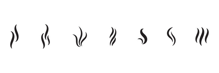 Steam Smoke icon set. Smoke steam icon vector logo set. Smoke smell, steam aroma heat icon illustration.