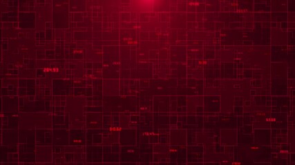 Glowing red coding plexus featuring digital data blocks forms complex grid pattern. for enhances cybersecurity visuals, tech intros, virtual systems, blockchain networks, futuristic data displays. - Powered by Adobe
