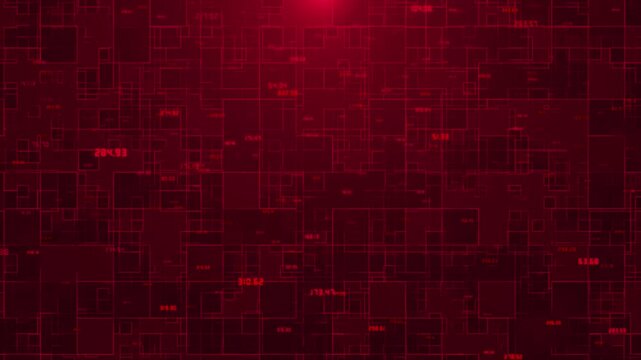 Glowing red coding plexus featuring digital data blocks forms complex grid pattern. for enhances cybersecurity visuals, tech intros, virtual systems, blockchain networks, futuristic data displays. - Powered by Adobe