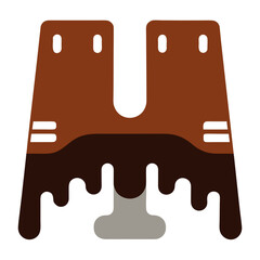 Abstract brown and dark brown dripping shape with white details
