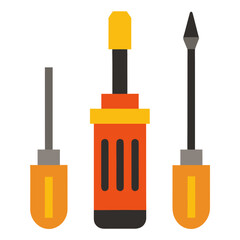 Three colorful screwdrivers with different tips and handles